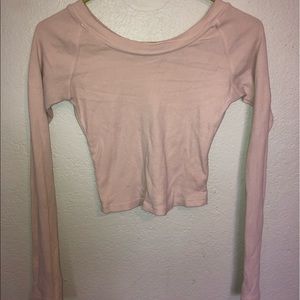 Light pink brandy off the shoulder long sleeve top